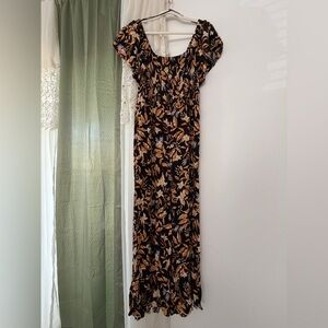 RipCurl La Isla Floral Print Smocked Jumpsuit Size M Flutter Sleeve Resort Wear